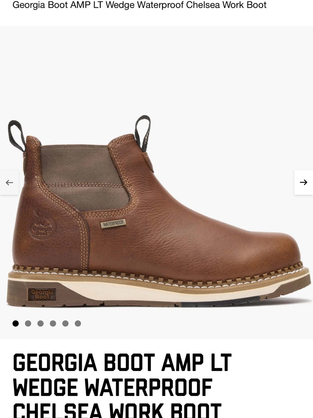 Georgia Boot Brown Leather AMP LT Wedge Chukka Work Boot Mens 8